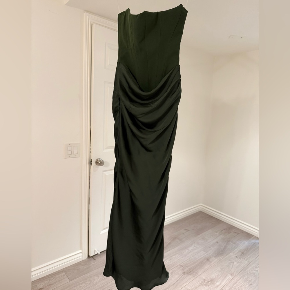 HOUSE OF CB Persephone Olive Green Strapless Corset Maxi/Size XS- cup A-C NWOT - Picture 3 of 8